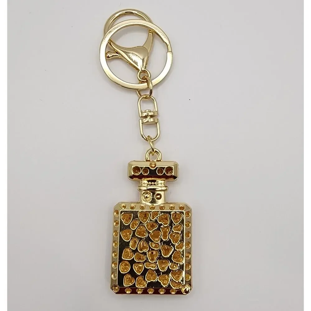 Parfum No 5 Perfume Bottle Keychain Bag Charm Pink Rhinestones Bling